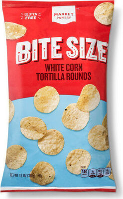 Bite size white corn tortilla rounds