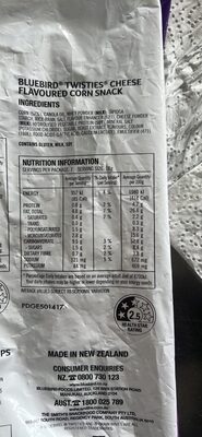 BLUEBIRD TWISTIES CHEESE FLAVOURED CORN SNACK