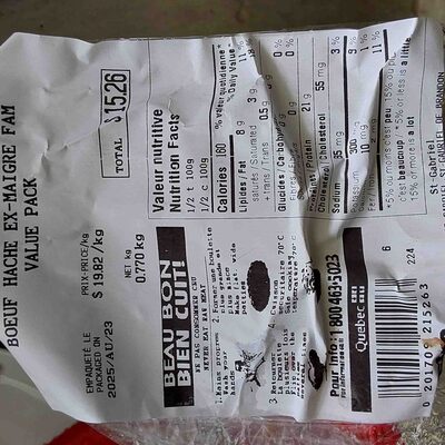 BOEUF-BEEF HACHÉ EX-MAIGRE