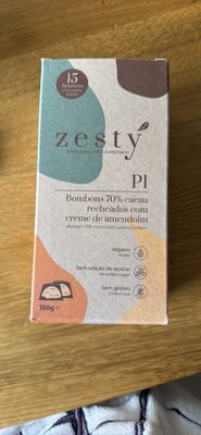 Bombons 70% cacau recheados com creme de amendoim
