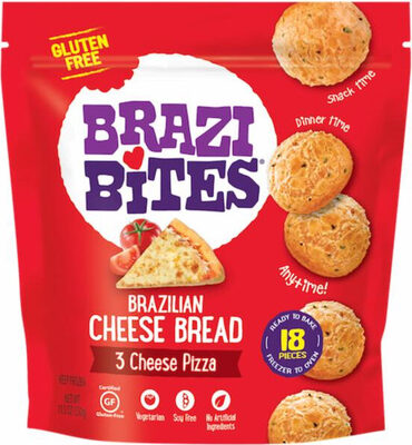Brazi bites 3 cheese pizza brazilian cheese bread