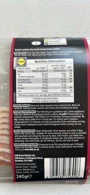 British smoked, dry cured streaky bacon rashers