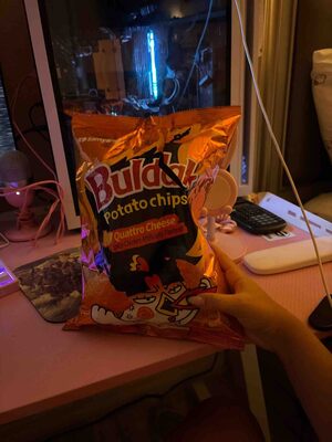 Buldak Potato Chips Quattro Cheese Spicy Chicken Artificially Flavored