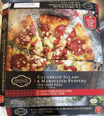 Calabrese salami & marinated peppers thin crust pizza