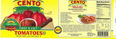 Cento, chef's cut tomatoes with basil leaf