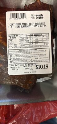 CERTIFIED ANGUS BEEF BONELESS FLAT IRON BURGUNDY PEPPER STEAK