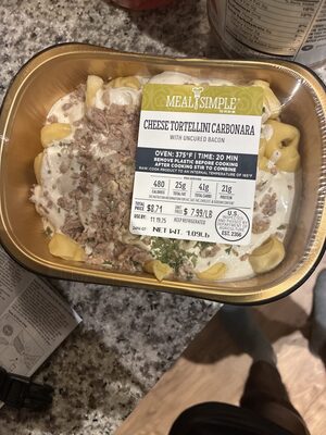 Cheese Tortellini Carbona With Uncured Bacon