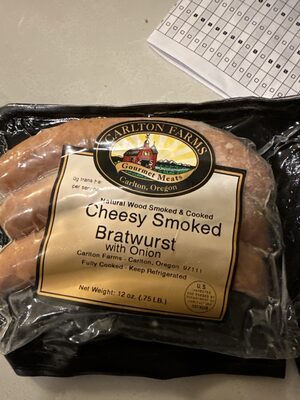 Cheesy Smoked Bratwurst With Onion