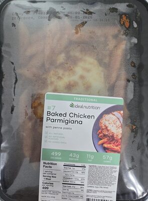 Chicken Parmesan with penne pasta