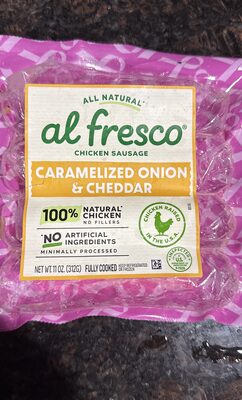 Chicken sausage carmelized onion and cheddar