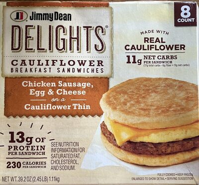 Chicken Sausage, Egg & Cheese On A Cauliflower Thin