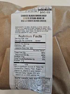 Choice Black Angus Beef Ribeye Steak Bone In