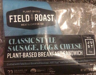 Classic style sausage egg and cheese sandwich