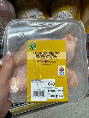 Corn Fed Chicken Breast Whole Fillets Skin On