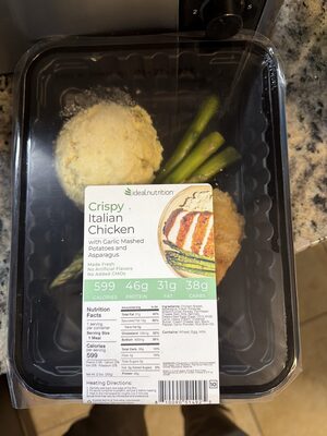 Crispy Italian Chicken with Garlic Mashed Potatoes and Asparagus