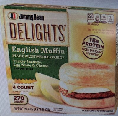 English muffin with turkey sausage, egg whites and cheese