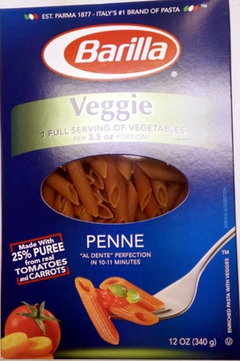Enriched pasta with veggies, penne