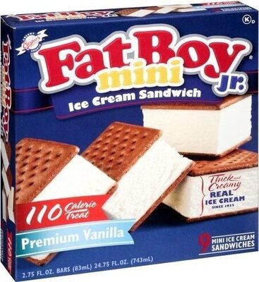 Fat-Boy Jr., Mini Ice Cream Sandwich, Premium Vanilla