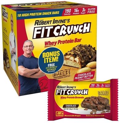 FitCrunch Whey Protein Snack Bars Chocolate Peanut Butter 16g Protein 18 Ct