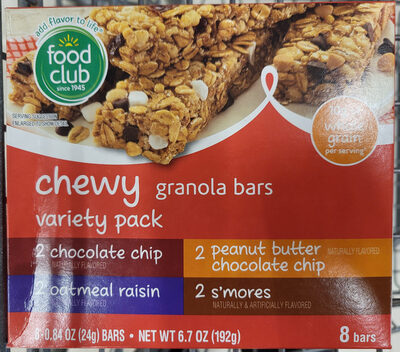 Food Club Chewy Granola Bars Variety Pack