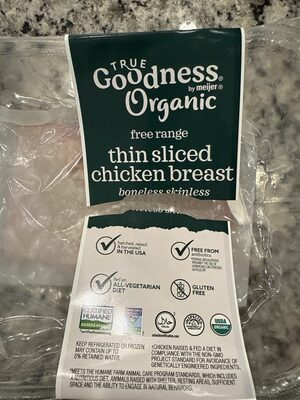 Free Range Thin Sliced Chicken Breast Boneless Skinless