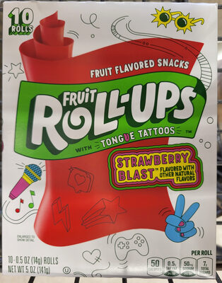 Fruit Roll-Ups with Tongue Tattoos Strawberry Blast imp