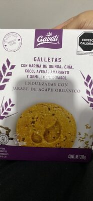 Galletas con harina de quinoa, chía, coco, avena, amaranto y semilla de girasol endulzadas con jarabe de agave orgánico