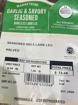 Garlic & savory Seasoned Boneless Lamb Leg