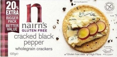 Gluten Free cracked pepper wholegrain crackers