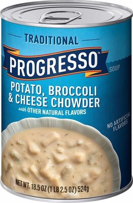 Gluten free traditional potato broccoli cheese chowder soup