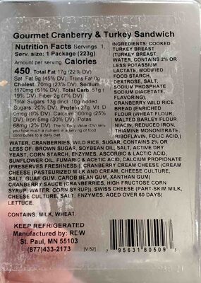 Gourmet Cranberry & Turkey Sandwich