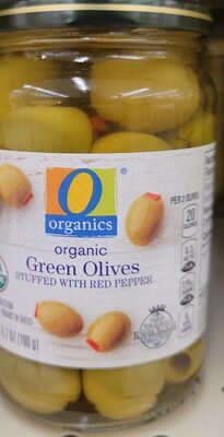 Green olives stuffed with red pepper