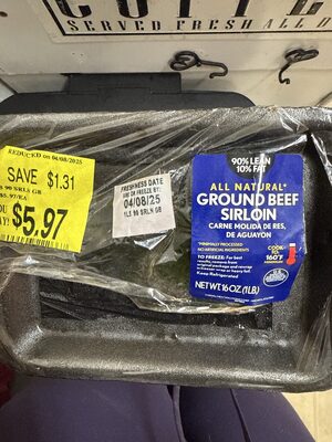 Ground Beef Sirloin 90% Lean 10% Fat