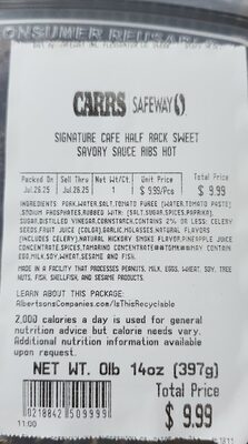 Half Rack Sweet Savory Sauce Ribs Hot