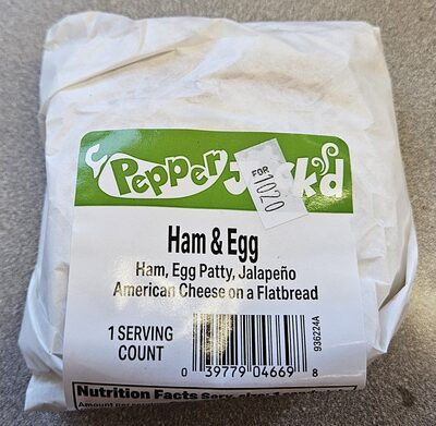 Ham, egg & Jalapeño cheese Flatbread sandwich