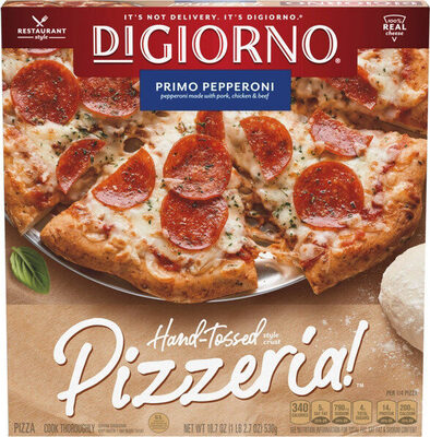 Hand tossed pizzeria style primo pepperoni frozen pizza