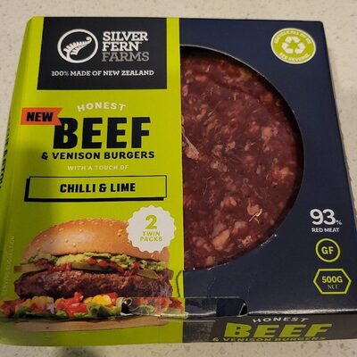 Honest Beef & Venison Burgers with a touch of Chilli & Lime