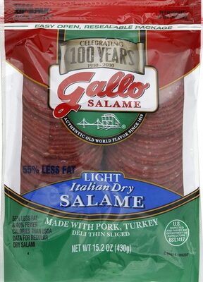 Italian dry salame light less fat deli thin sliced