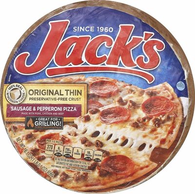 Jacks original thin crust sausage pepperoni frozen pizza