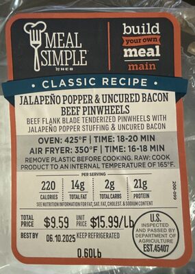 Jalapeño Popper & Uncured Bacon Beef Pinwheel