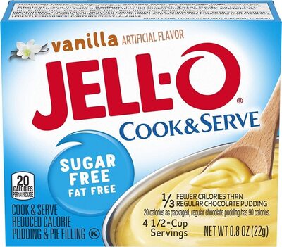 Jello vanilla pudding mix boxes
