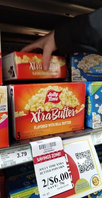 Jolly time, xtra butter microwave pop corn, butter