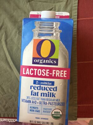 Lactose-free 2% Milkfat Reduced Fat Milk Organic Non-gmo