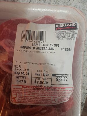 Lamb Loin Chops Imported Australian