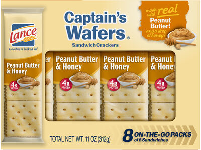 Lance, captain's wafers, cracker sandwiches, peanut butter & honey, peanut butter & honey