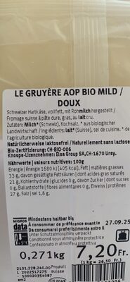 LE GRUYÈRE AOP BIO MILD / DOUX