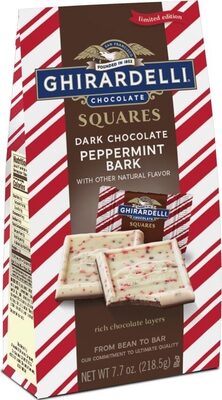 Limited edition dark chocolate peppermint bark squares