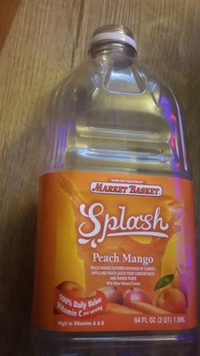 Market basket, splash flavored beverage, peach mango