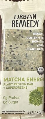 Matcha Plant Based Energy Bar With Super Greens