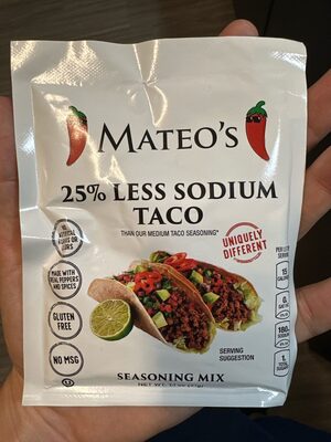 Mateo’s 25% Less Sodium Taco Seasoning mix